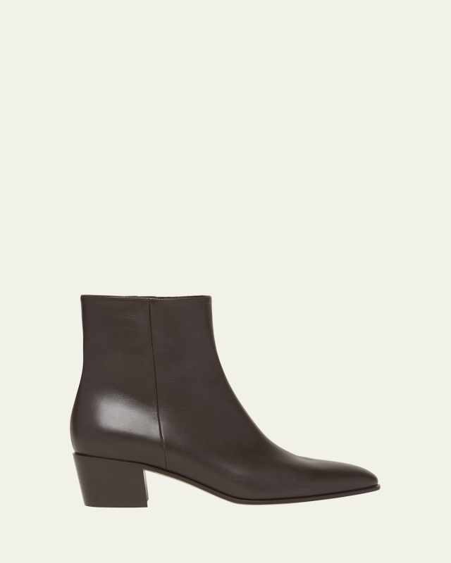Calfskin Zip Ankle Booties